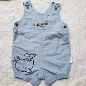 3/$12 ☆ Embroidered Whale Shortalls